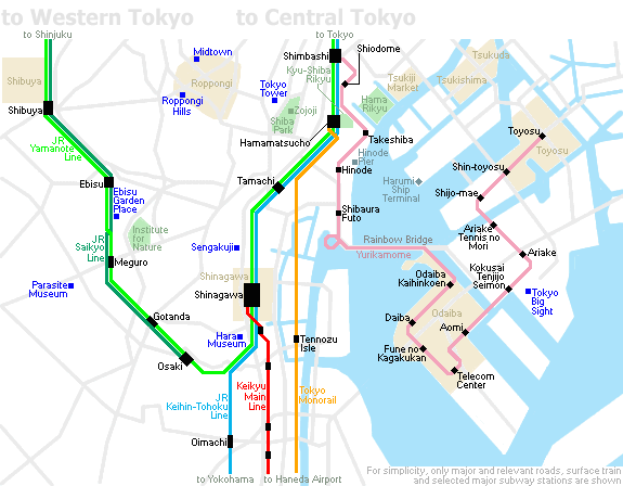 Mapa do Sudeste de Tóquio Tokyo_Sul